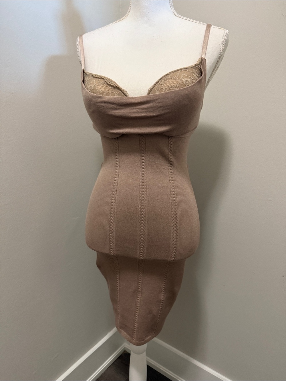 Guess by Marciano Beige Nude Sculpting Slip Dress